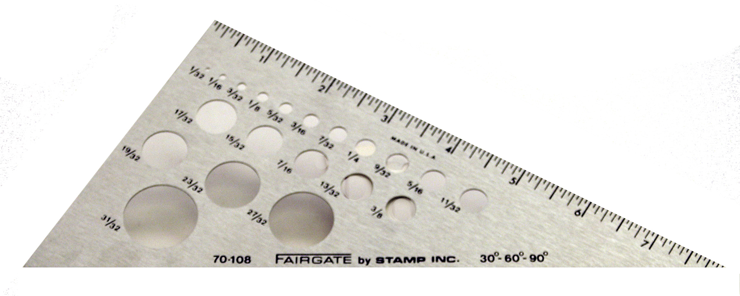 Hliníkové pravítko, trojúhelník s kružnicemi