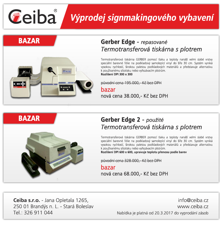 Gerber Edge - výprodej bazarových tiskáren
